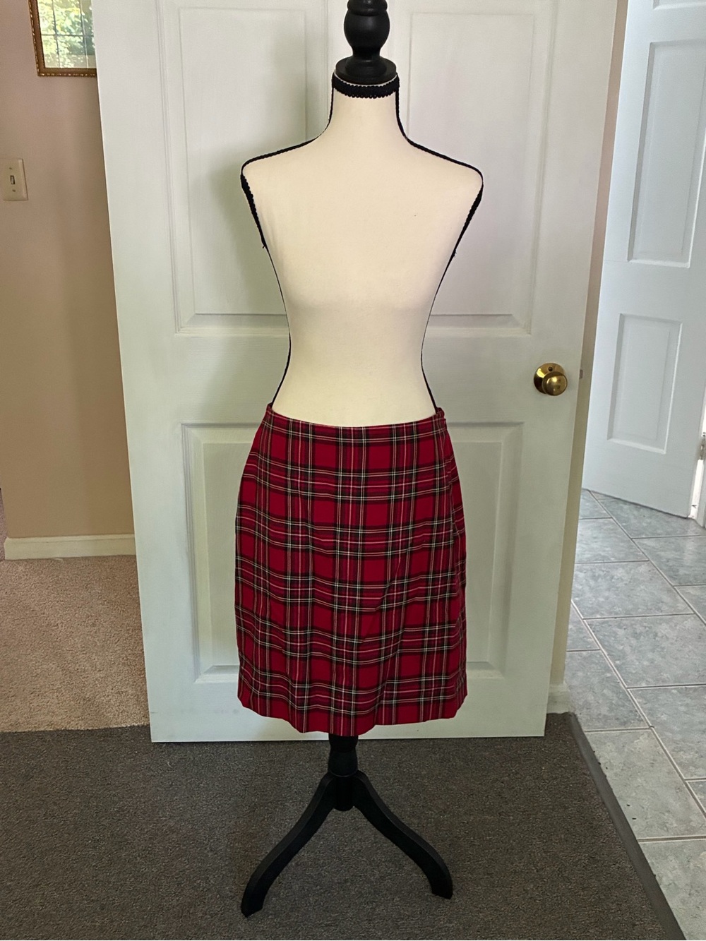 Talbots Classic Red Plaid A-Line Skirt
